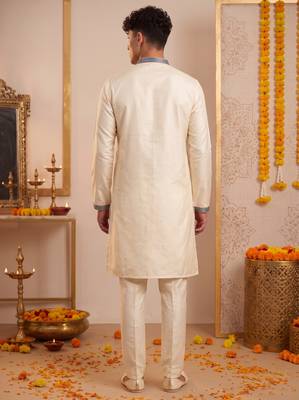 Men multicolor synthetic silk hand work & machine embroidery work navratri kurta set 5