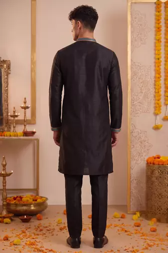 Men multicolor synthetic silk hand work & machine embroidery work navratri kurta set