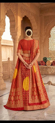 new fancy pure  bhandej lehanga dress 3