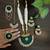  handcrafted dark green fabric long necklace bridal/festive jewellery set