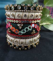  handcrafted kundan & mirror work thread bangle set