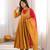 Mustard Yellow Roman Silk Anarkali Gown with Real Sequence Work & Kota Dupatta - ZF-5023