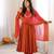 Rust Orange Roman Silk Anarkali Gown with Real Sequence Work & Kota Dupatta 