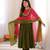 Olive Green Roman Silk Anarkali Gown with Real Sequence Work & Kota Dupatta 