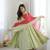 Pista Green Roman Silk Anarkali Gown with Real Sequence Work & Kota Dupatta 