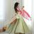 Pista Green Roman Silk Anarkali Gown with Real Sequence Work & Kota Dupatta 