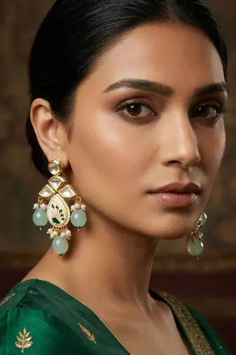 traditional kundan drop earrings