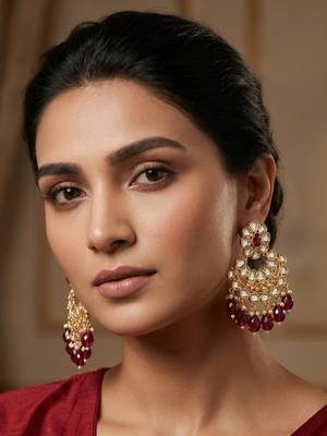 chandbali style kundan chandelier earrings with drops 6