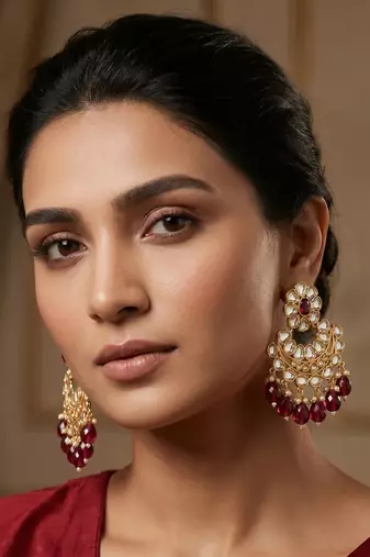 chandbali style kundan chandelier earrings with drops
