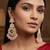 floral kundan chandelier earrings with pastel pink drops