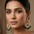 emerald kundan studded chandelier earrings