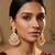 kundan studded drop earrings with bead clusters