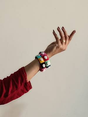  multicolour thread-wrapped cowrie shell bangle set 4