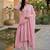 Jaipuri Floral Cotton Flared Sleeve Lace Detailed Kurta with Trouser & Dupatta