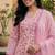 Jaipuri Floral Cotton Flared Sleeve Lace Detailed Kurta with Trouser & Dupatta