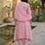 Jaipuri Floral Cotton Flared Sleeve Lace Detailed Kurta with Trouser & Dupatta