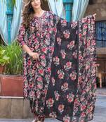 Floral Embellished Kurta Paired With Afghani Trouser & Dupatta