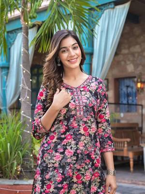 Floral Embellished Kurta Paired With Afghani Trouser & Dupatta 2