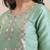 Women Sea Green Thread Embroidered Yoke Textured Kurta with Trouser