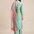 Women Sea Green Thread Embroidered Yoke Textured Kurta with Trouser