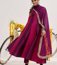 Woven Design Panelled Kurta & Trousers With Dupatta