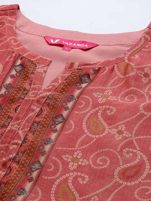 Bandhani Printed Regular Chanderi Silk Kurta with Trousers & With Dupatta 2