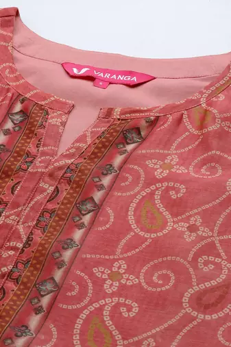 Bandhani Printed Regular Chanderi Silk Kurta with Trousers & With Dupatta