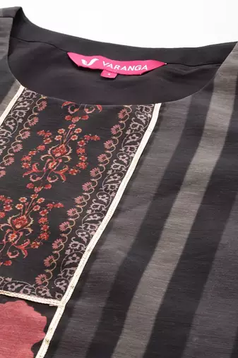 Ethnic Motifs Printed Regular Chanderi Silk Kurta with Trousers & With Dupatta