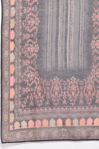 Ethnic Motifs Printed Regular Chanderi Silk Kurta with Trousers & With Dupatta