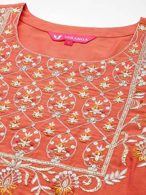 Women Embroidered Sequinned Kurta with Trousers & With Dupatta 3