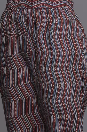 Women Rust Floral Printed Pure Cotton Kurta with Palazzos