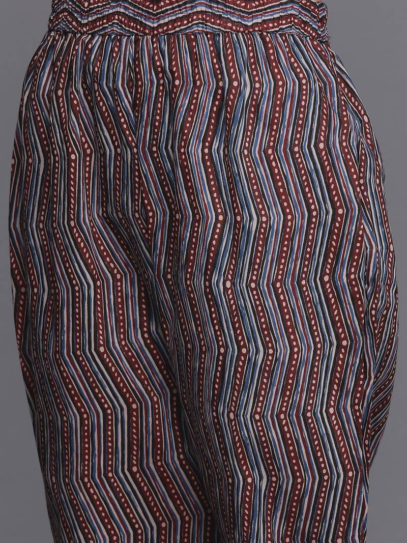 Women Rust Floral Printed Pure Cotton Kurta with Palazzos
