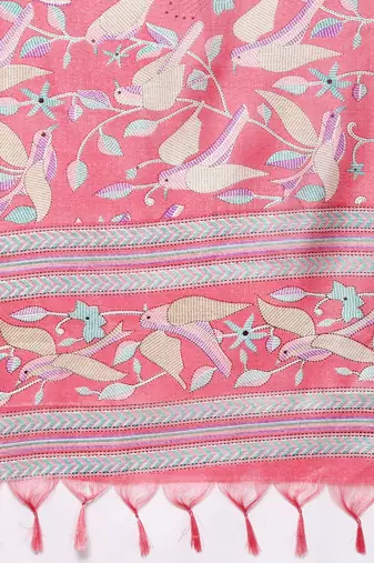 Turquoise Blue Thread Embroidered Yoke Kurta with Trouser with Printed Dupatta