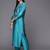 Turquoise Blue Thread Embroidered Yoke Kurta with Trouser with Printed Dupatta