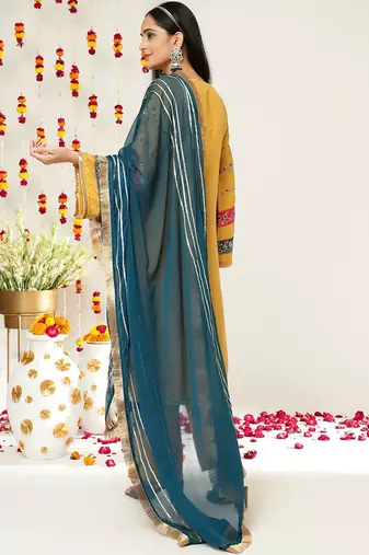 Floral Embroidered Regular Kurta with Palazzos & With Dupatta
