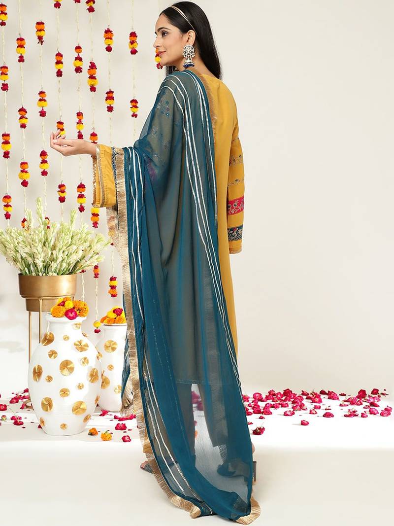 Floral Embroidered Regular Kurta with Palazzos & With Dupatta