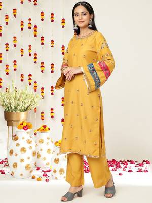 Floral Embroidered Regular Kurta with Palazzos & With Dupatta 6