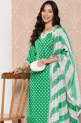 Bandhani Printed Sequinned Kurta with Palazzos & Dupatta