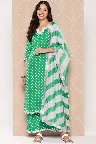 Bandhani Printed Sequinned Kurta with Palazzos & Dupatta
