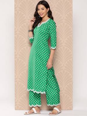Bandhani Printed Sequinned Kurta with Palazzos & Dupatta 3