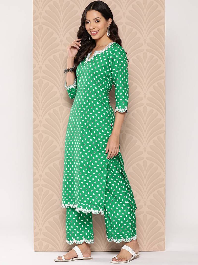 Bandhani Printed Sequinned Kurta with Palazzos & Dupatta