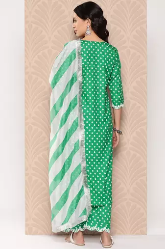 Bandhani Printed Sequinned Kurta with Palazzos & Dupatta