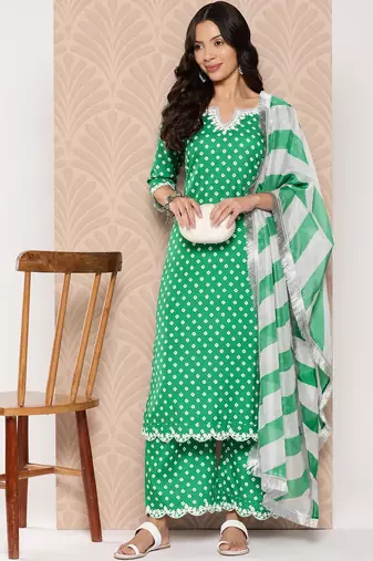 Bandhani Printed Sequinned Kurta with Palazzos & Dupatta