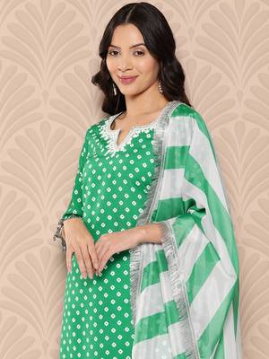 Bandhani Printed Sequinned Kurta with Palazzos & Dupatta 6