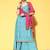 Women Turquoise Blue Leheriya Striped Mirror Work Kurta with Palazzos & Dupatta