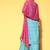 Women Turquoise Blue Leheriya Striped Mirror Work Kurta with Palazzos & Dupatta