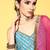 Women Turquoise Blue Leheriya Striped Mirror Work Kurta with Palazzos & Dupatta