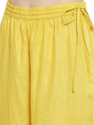 Women Yellow Solid Kurti with Palazzos & Dupatta 5