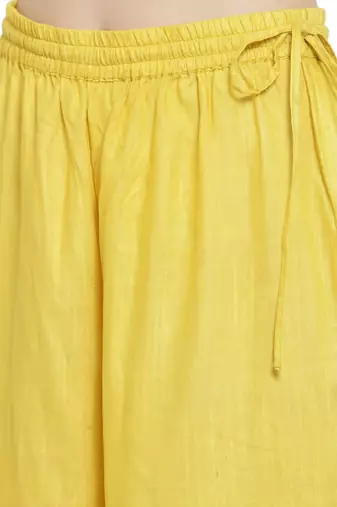 Women Yellow Solid Kurti with Palazzos & Dupatta