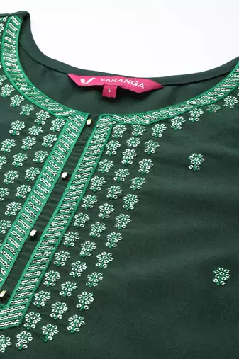 Women Green Ethnic Motifs Embroidered Kurta with Trousers & Dupatta